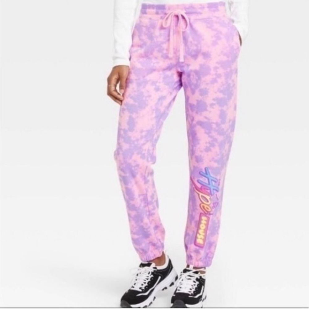 The Hype House Joggers Pink Purple Tie Dyed Jogging Pants Drawstring Trendy